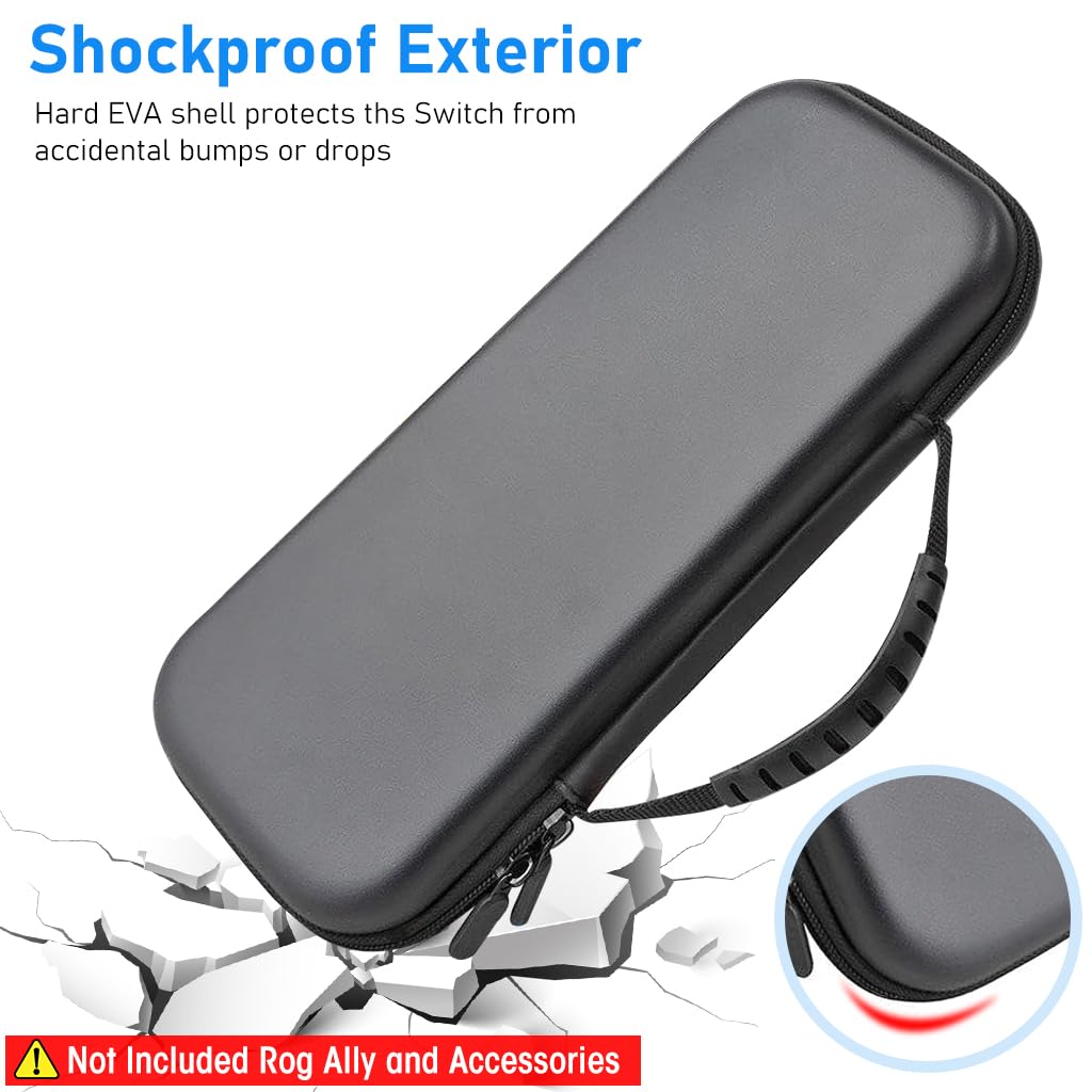 ZORBES® Carrying Case for Rog Ally & Accessories, Portable Handbag for Rog Ally, EVA Carrying Case with 10 Games Cartridges Slot Waterproof Protective Storage Bag Travel Case for Rog Ally Console