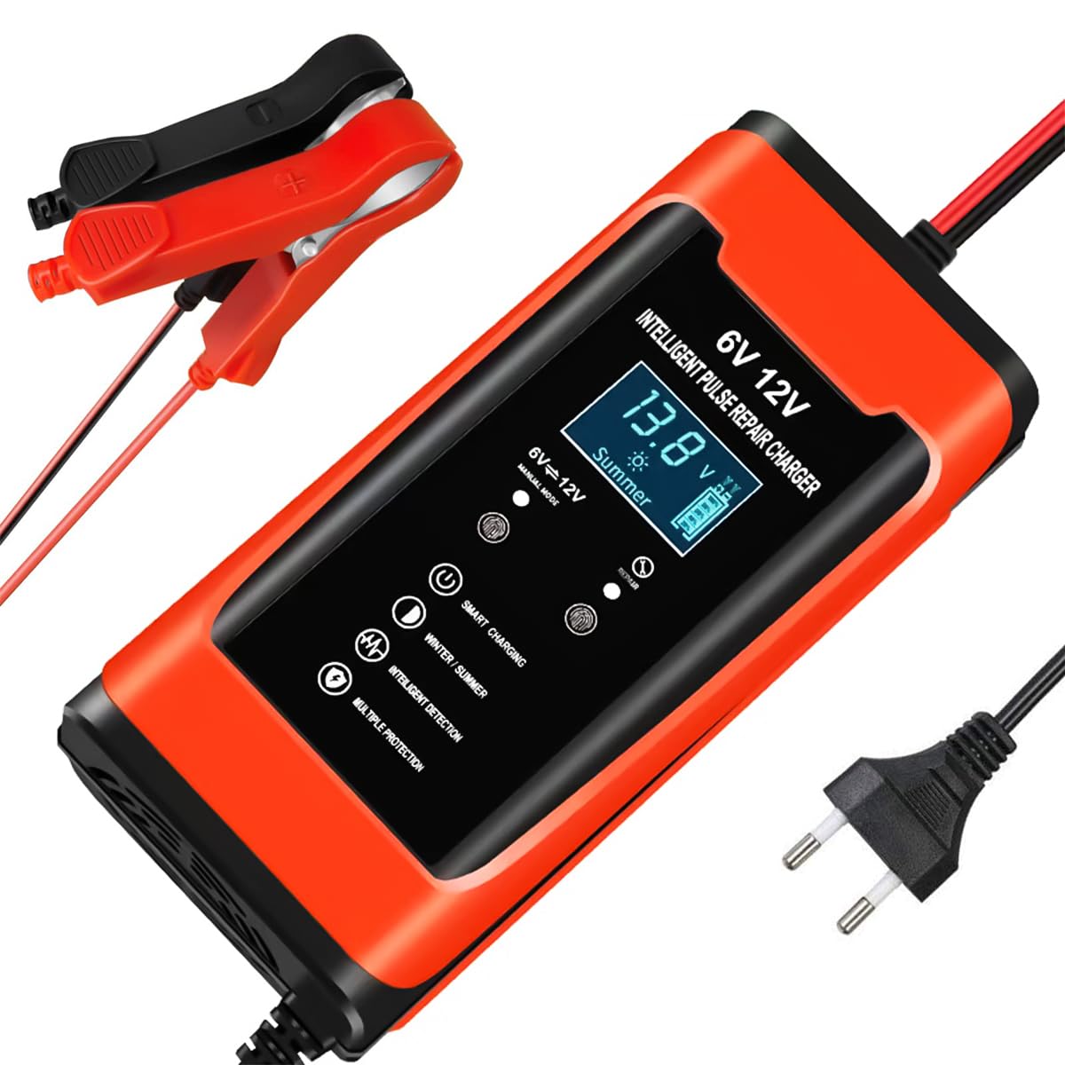 Verilux Car Battery Charger for 6V 12V Vehicles with LCD Display and Pulse Repair | 6A Max