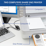 Verilux® 5FT Printer Cable with Switcher, Dual USB to USB-B Printer Cable for Two Computers Nylon Gold Plated Printer Cable for HP, Canon, Dell, Epson, Lexmark, Xerox, Samsung and More