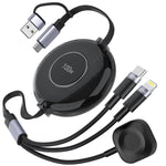 Verilux 6 in 1 USB C Charging Cable for Multiple Devices with 100W Power Delivery and Retractable Reel Design