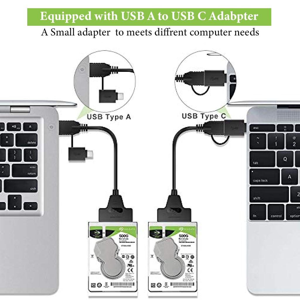 ZORBES® USB 3.0 to SATA Adapter Cable for 2.5" SSD HDD Drives, USB 3.0 / Type-C to SATA Cable for 2.5-Inch SATA I/II/III Hard Drive, Support UASP SATA III
