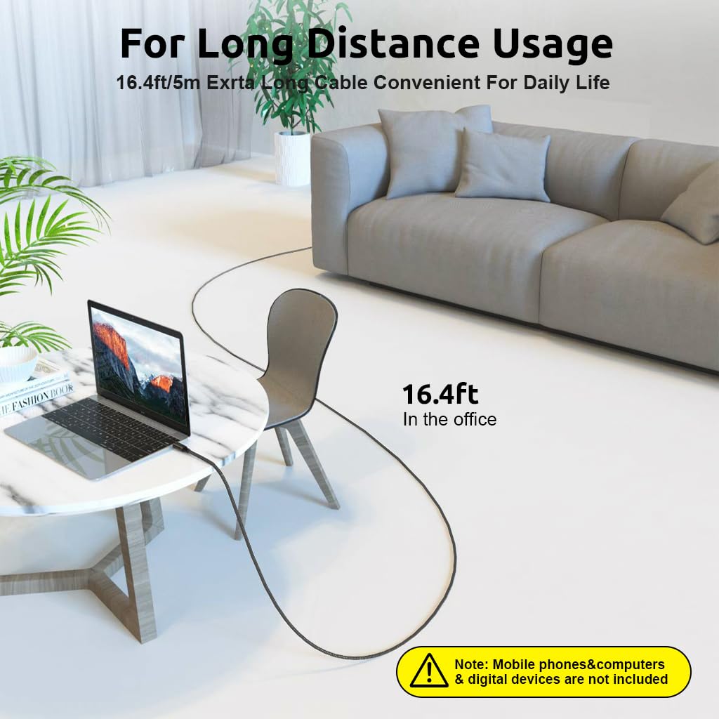Verilux USB C Cable for Fast Charging with 60W Power Delivery and 16.4ft Nylon Braid | 3 Pack