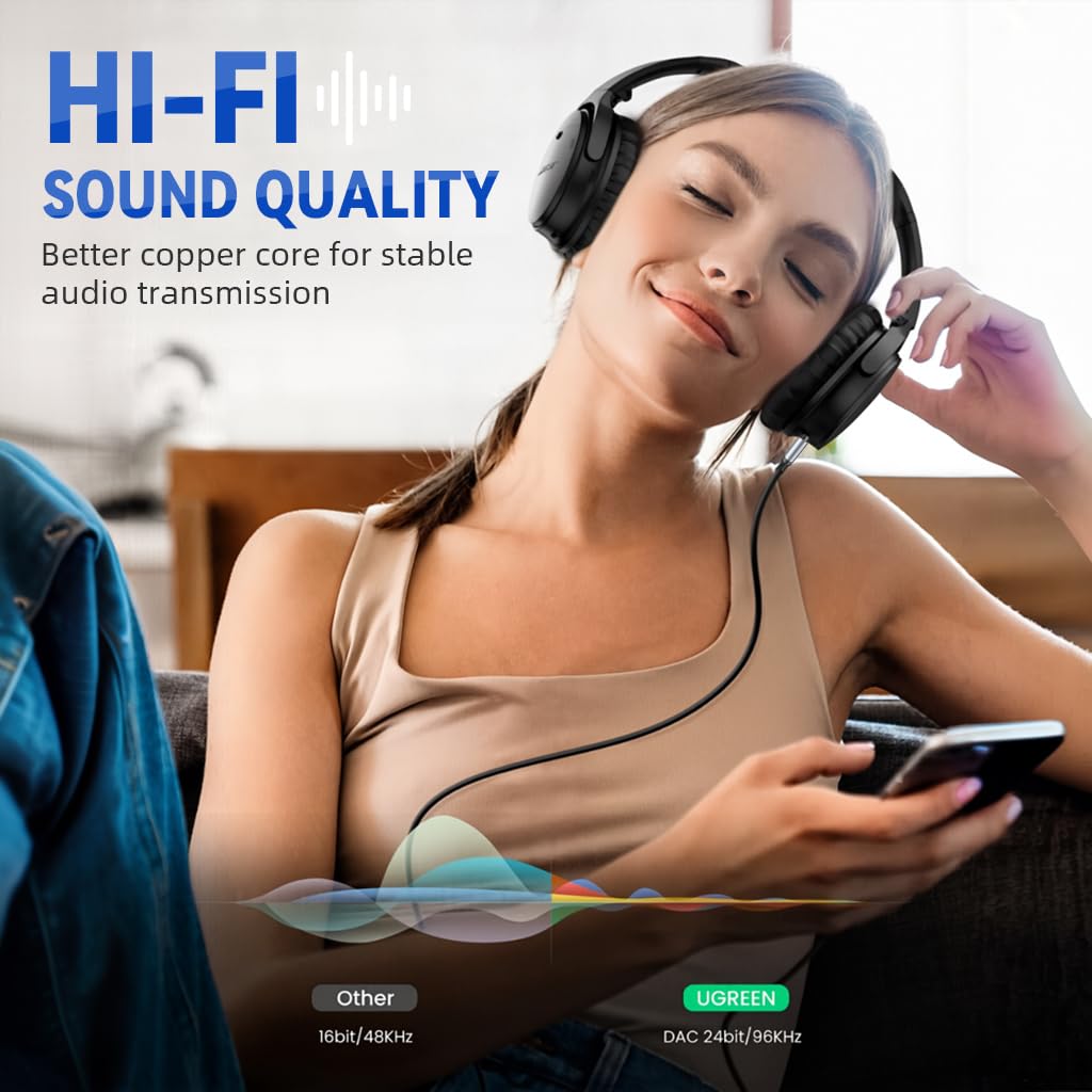 Verilux Aux Cable for Speakers with 9.8 ft Length and Gold Plated Connectors | Nylon Braided