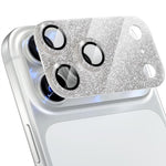 ZORBES® Compatible for iPhone 17 Pro Max Camera Lens Protector, Not Easy to Break & Strong Adsorption Bling Metal Tempered Glass Rear Camera Cover with 9H Tempered Glass Lens Screen Protector, Silver