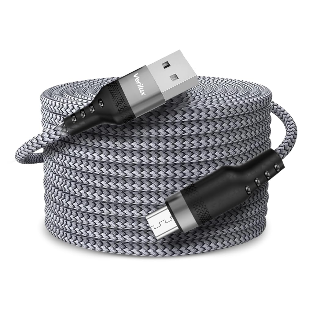 Verilux® 10Ft/3M Micro USB Cable, 5V/2A Micro USB Cable Fast Charging, 480Mbps Data Sync Micro USB Data Cable, Nylon Braided charging cable micro usb for Phone, Tablet, Micro USB Port Enabled Mobile
