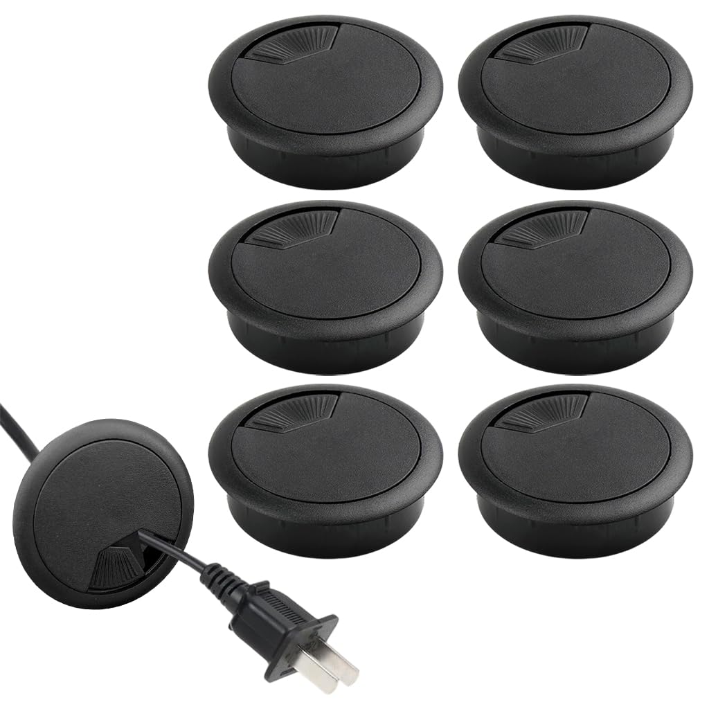 Serplex® 6Pcs Desk Grommets 2 Inch (50 mm) Desk Hole Cover for Cables, ABS Plastic Grommet Hole Cover for Wires Cables Through The Countertop, Cable Management Kit for Office, TV Stand, Workstation