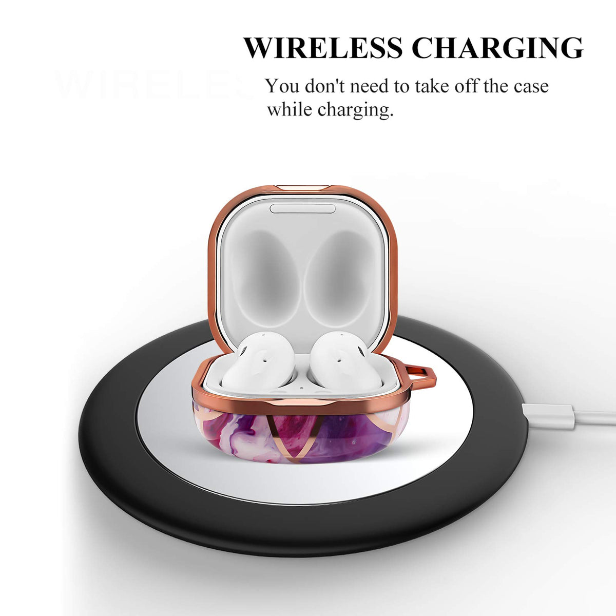 ZORBES® Fashion Design Protective Cover for Samsung Galaxy Buds Pro(2021),Galaxy Buds 2,Galaxy Buds Live,Shockproof Cover for Creative Design Key Ring (Without Earphone, Seperate Pieces Design)