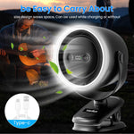 Verilux USB Mini Desk Fan for Home and Office with 7200mAh Battery featuring 360° Rotatable Clip | Night Light and Stepless Airflow Adjustment