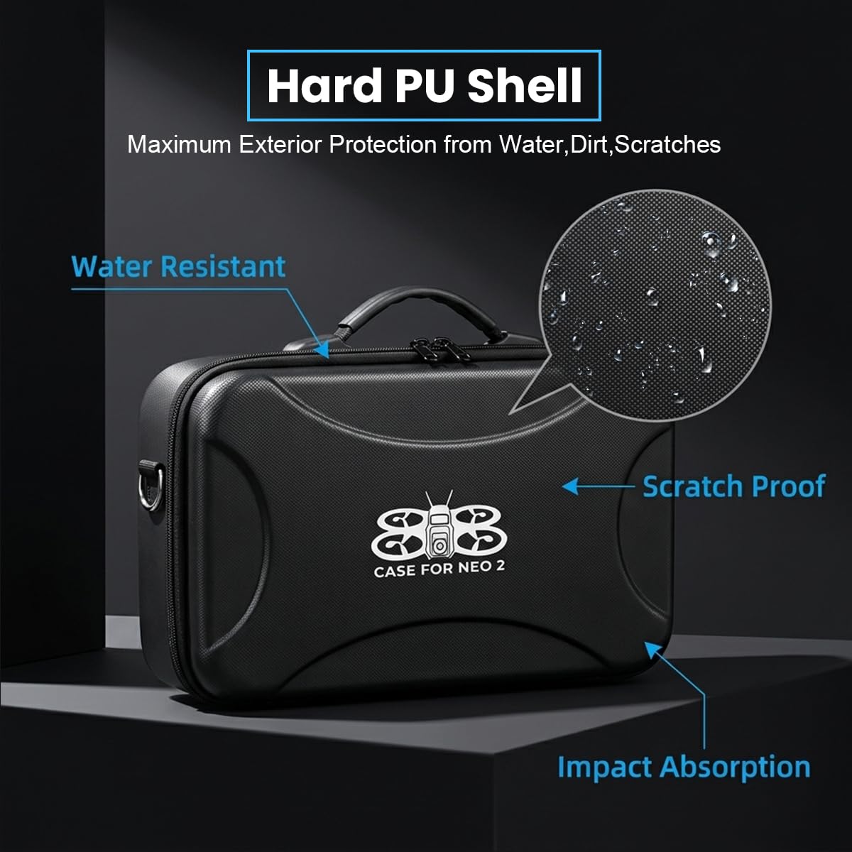 ZORBES DJI Neo 2 Drone Case PU Hard Shell