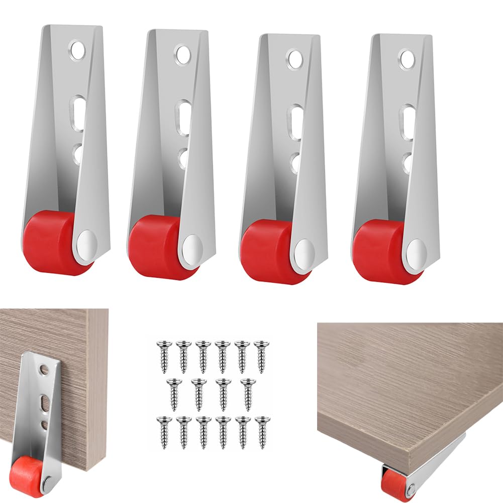Serplex® Rigid Caster for Heavy Door - Durable Metal Fixed Caster with Silent Screw Design, Robust 2.68 Inch Heavy-Duty Caster Wheels Compatible with Various Installations, Pack of 4
