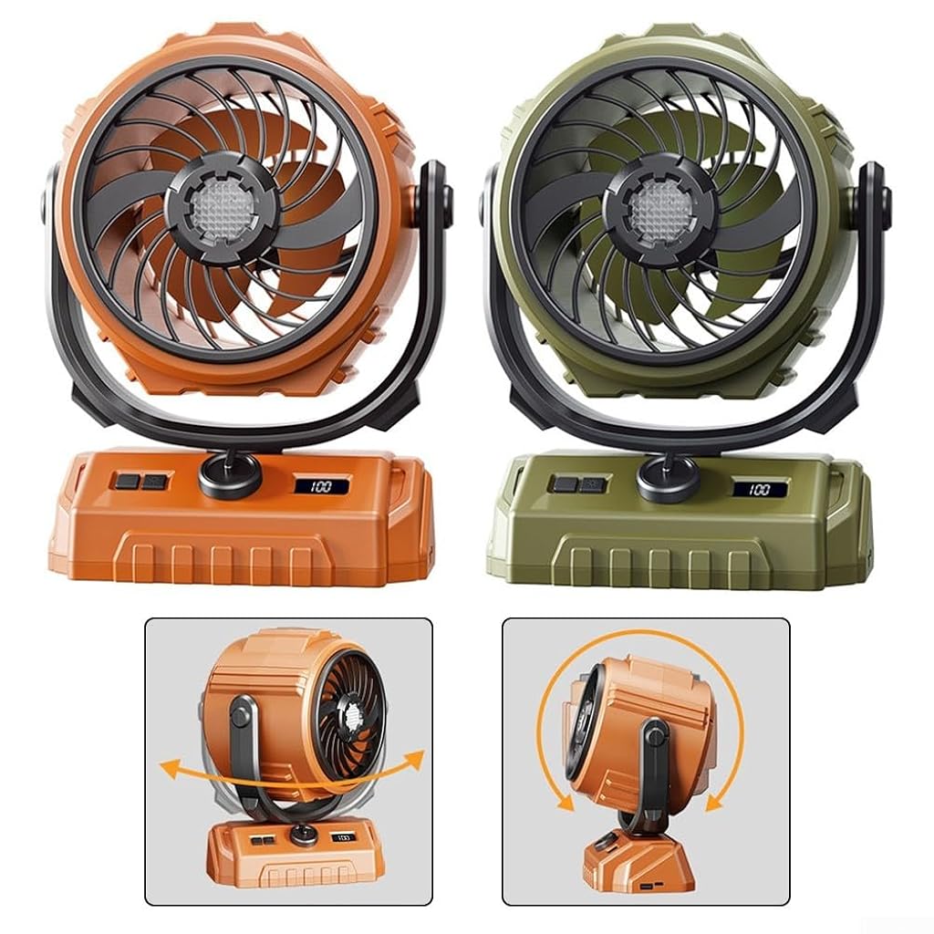 Verilux® 3 in 1 Table Fan with Night Light, 270°Automatic Oscillating Head and 300°Manual Flip, Desktop Fan with 100 Digital Speed Adjustable, with Clip and Power Bank for Home, Office, Camping