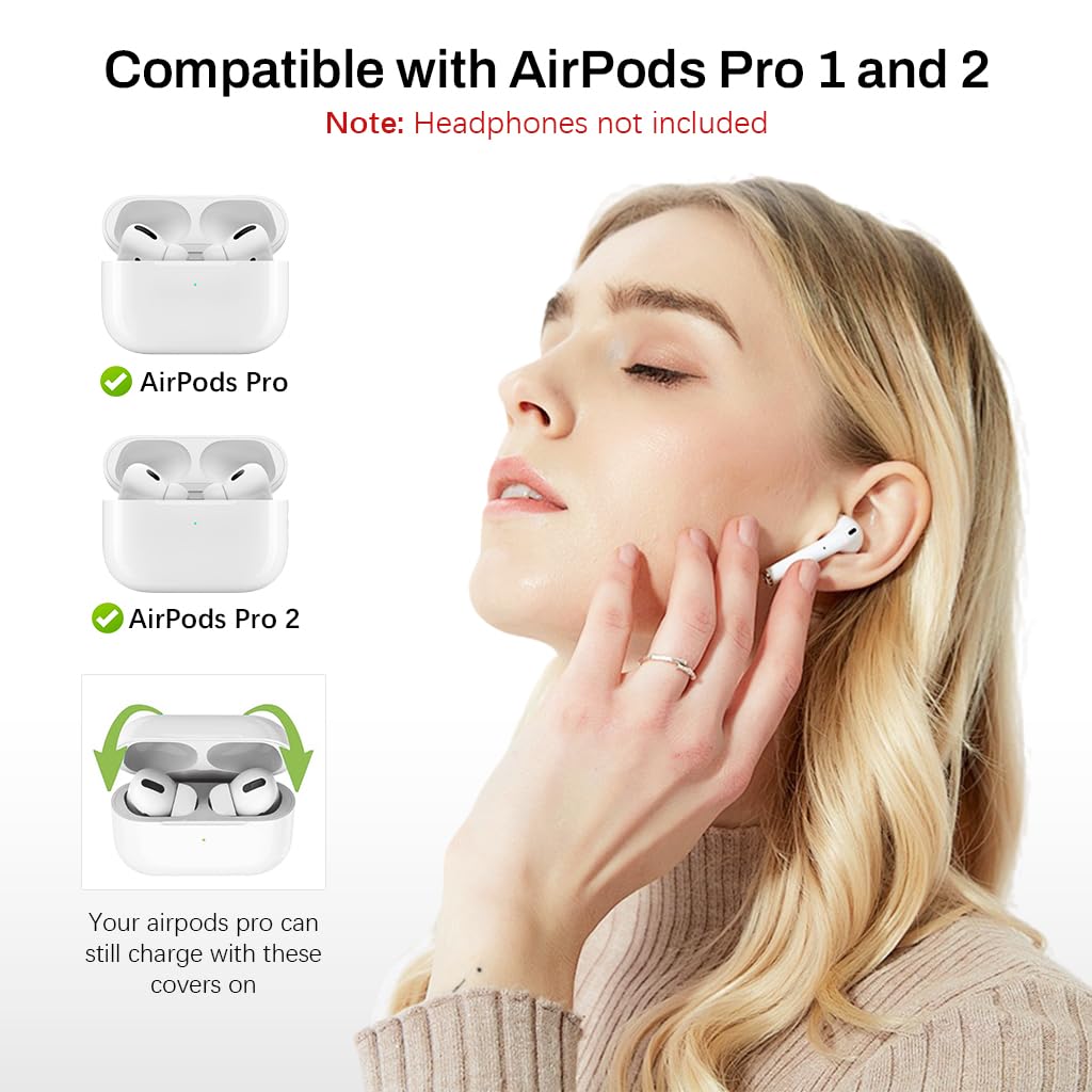 ZORBES® 4 Pairs Ear Tips for AirPods Pro and Pro 2 Silicone Anti-Slip Earbuds Eartips Cover Replacement XS S M L 2 PCS