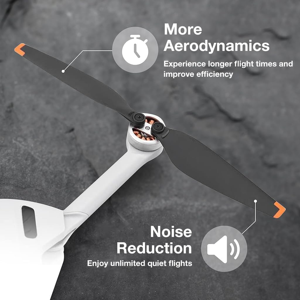 ZORBES® Dji Mini 4 Pro Propeller 8Pcs Dji Mini 4 Propeller Blades Replacement For Dji Mini 4 Pro, Ultral Lightweight Silent Flight Propeller Set With Screwdriver&Screws Pack, No Dji Mini 4 Pro,Black