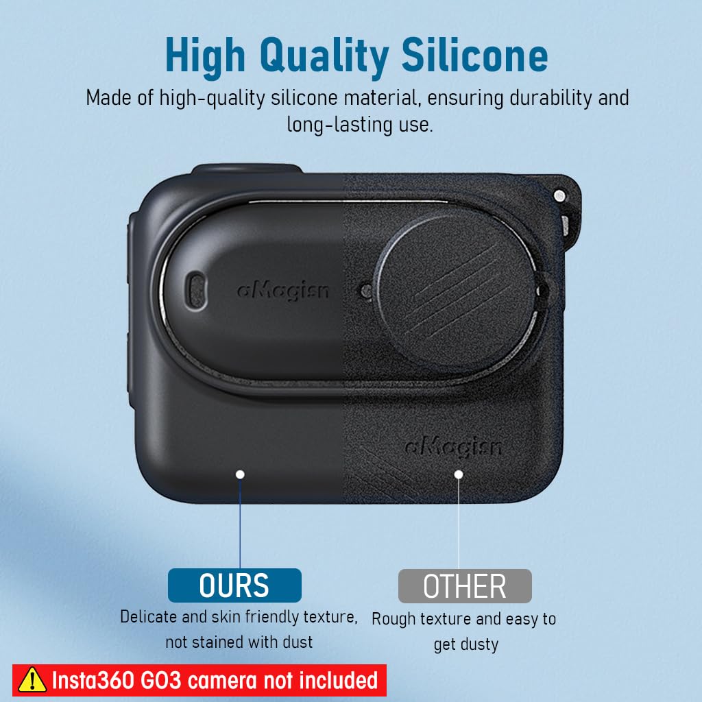 ZORBES® Silicone Protective Case Cover for Insta360 GO 3 with Separate Camera Lens Cover, Anti-Scratch Protective Cover Silicone Cover for Insta360 GO 3 Action Camera with Lanyard