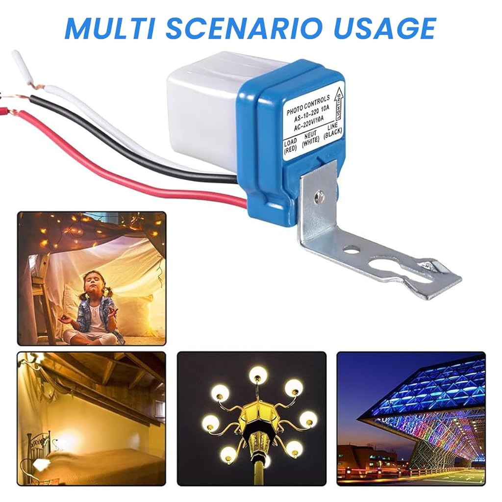 Serplex® 5Pcs Photocell Switch AC 220V 10A Automatic Dusk-to-Dawn Photoswitch Auto On/Off Photocell Light Sensor Switch Photocell Control Light Sensor for for Pathway, Porch, Stair, and Home Lighting