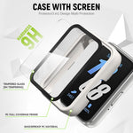 ZORBES® 2-Pack Tempered Glass Cases for Samsung Galaxy Fit3 Fashion Black and White HD Screen Protectors Snap-on Tempered Glass Case Cover for Samsung Galaxy Fit3