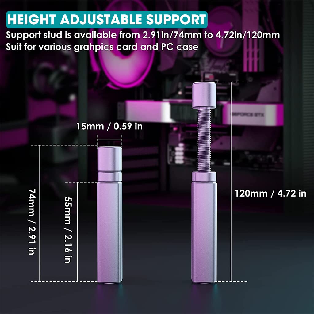 ZORBES® Graphics Card Bracket, Aluminum Alloy Graphics Card Holder Bracket, GPU Stand. Adjustable Height Graphics Card GPU Brace Support Video Card Sag Holder Bracket Support Desktop Computer Silver