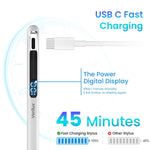 Verilux Stylus Pen for iPad with LED Power Display and USB C Charging | 10 Hour Use