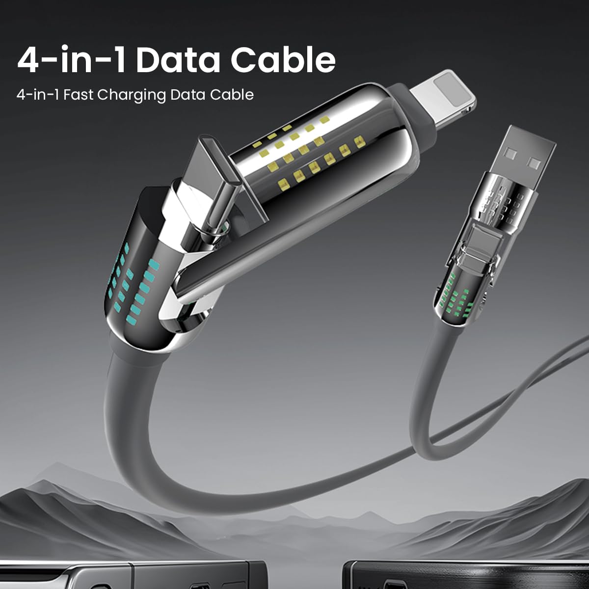 Verilux® 4 in 1 Type C Cable, 240W USB C to USB C Data Cable, Light- ning to USB C, Light-ning to USB, 6.6Ft Long Nylon Type C to Type C Cable Fast Charging Type C Charging Cable for i-Phone 16/15