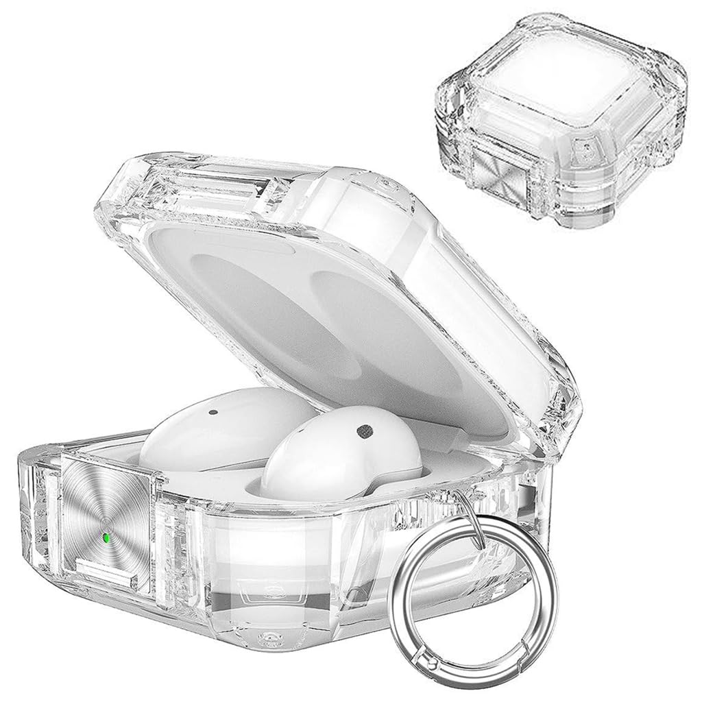 ZORBES® Shockproof Case for Galaxy Buds 2 Pro/Galaxy Buds 2 Safe Case with Lock for Galaxy Buds 2 Charging Case Protection Crystal TPU Cover with Keychain (Clear)