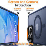 ZORBES® Phone Case for iPhone 15 Pro Anti-Scratch Rubber Framed Phone Cover with Metal Button Cover, Magnet Ring Design Compatible with MagSafe Full Protection Phone Case for iPhone 15 Pro 6.1", Blue