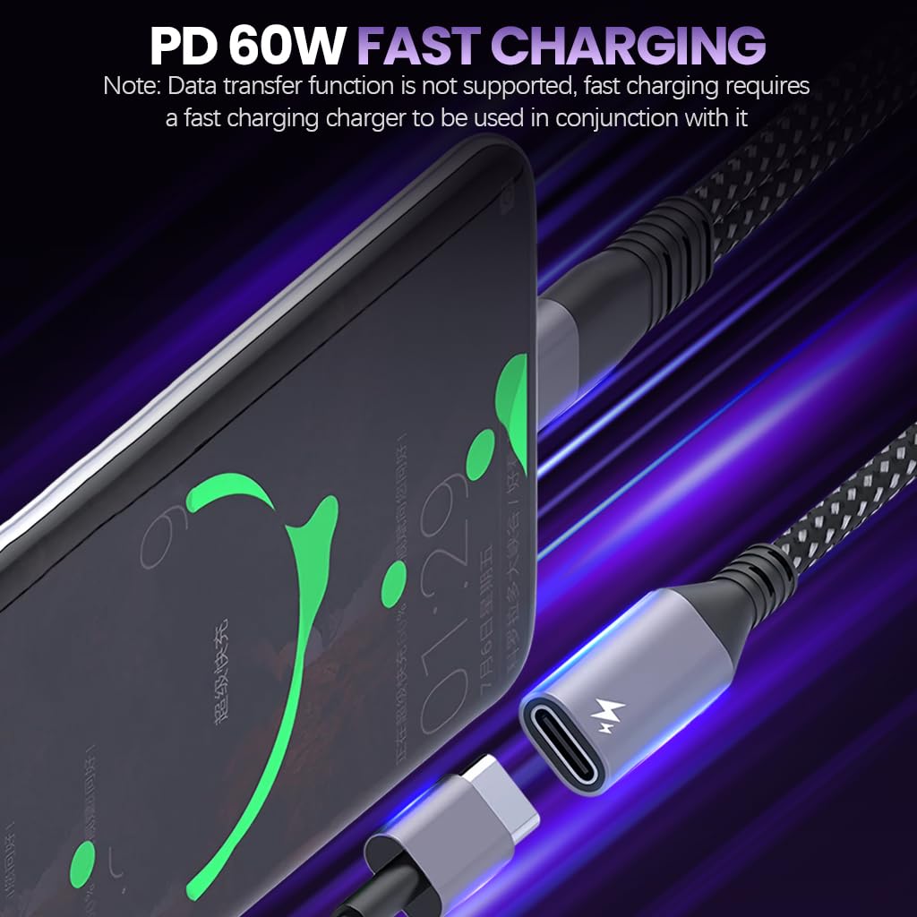 Verilux® USB C Charging Cable 2 in 1 USB C Audio Cable USB C to 3.5mm Jack Aux Cable PD 60W USB C Male to Female Charging Cable Car Audio Cable Compatible with i-Phone 16/15, Galaxy S24/S23 Ultra