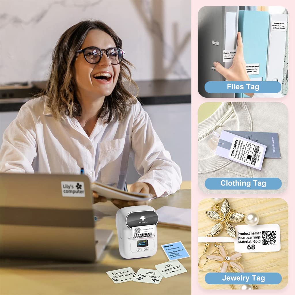 ZORBES® Thermal Printer, Mini Bluetooth Thermal Print Inkfree Printer Compatible with Android & iOS System, Label Printer Black on White with 1 Roll of Print Paper