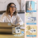 ZORBES® Thermal Printer, Mini Bluetooth Thermal Print Inkfree Printer Compatible with Android & iOS System, Label Printer Black on White with 1 Roll of Print Paper