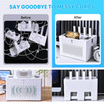 Verilux Router Stand Cable Organizer Box for Home and Office with Double Layer 31×21×20 cm | ABS Storage for Cables and Power Boards