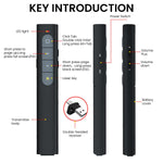 Verilux Wireless Presenter for Presentations with 30m Control Range and 2 in 1 USB-C & USB-A Receiver | USB Rechargeable Laser Pointer Remote for Mac and PC