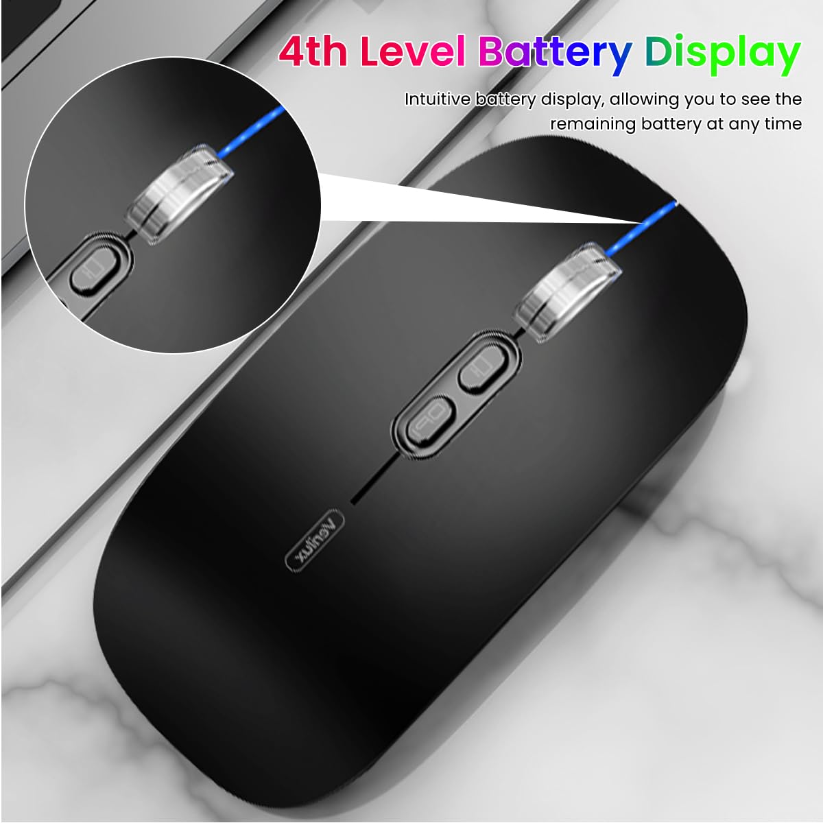 Verilux Wireless Mouse for Laptop featuring Dual Mode 2.4G and 5.1 Bluetooth | 1600DPI Rechargeable Ergonomic Black