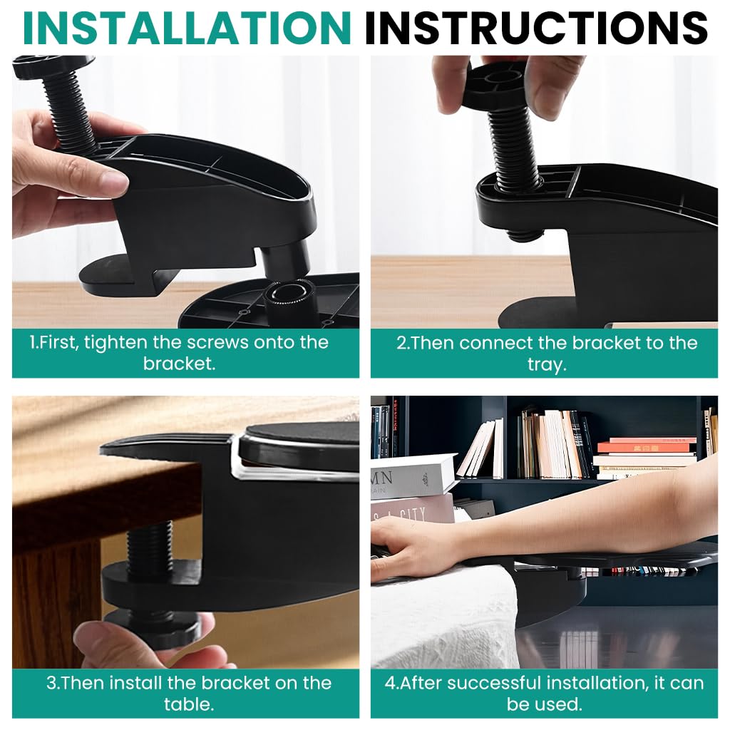ZORBES Folding Desk Arm Rest 180° Swivel Padded Elbow Support for Office Desk