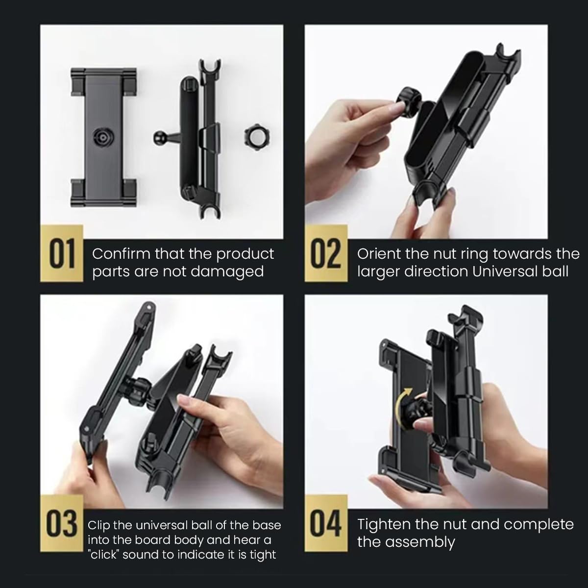 ZORBES® Car Tablet Holder, 360° Rotation Headrest Mounted Mobile Ipad Holder, Retractable Tab Holder Clip On for Car Tablet Holder Tablet Bracket for 5-11 Inches Phone or Tablet