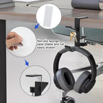ZORBES® Underdesk Hook Hanger Metal Headphone Hanger Screw Mounted Aluminum Alloy Desk Dual-Hook Hanger Universal Adjustable Underdesk Organizer Hook for School Desk, Office Desk, Table