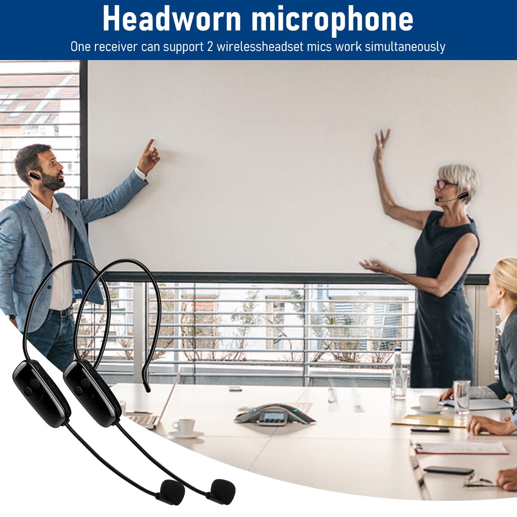 ZORBES® Dual UHF Wireless Microphone - 2 in 1 Headset and Handheld, Rechargeable, 165ft Range - Ideal for Stage Speaker, Teaching, Guiding and Fitness Classes.