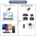 Verilux USB Printer Cable for Dual Device Connection with Switch Controller 6.6ft | 480 Mbps Data Transfer