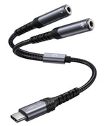 Verilux® 2 in 1 Type C to 3.5 mm Adapter, Dual C Type to 3.5 mm Audio Connector with 2 Female to 1 Male Audio Stereo Y Splitter Cable for PS5, Xbox, Switch, Gaming Headset, Smartphone, Tablet, Laptop