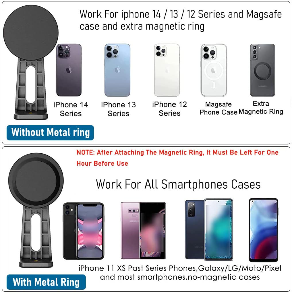 ZORBES® Magnetic Tripod Mount Holder for MagSafe Phone Magnetic Tripod Mount Adapter, 360° Rotatable Stand for iPhone 14/13/12 Smartphone Clip Adapter Magnetic Phone Tripod Mount (No Include Tripod)