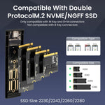 Verilux M.2 NVMe SATA SSD Enclosure SATA to USB HDD Enclosure with 2 in 1 USB Cable Tool-Free USB 3.2 Gen 2 10Gbps NVMe PCI M-Key/B+M Key, Aluminum External SSD Hard Drive Case Complies with UASP