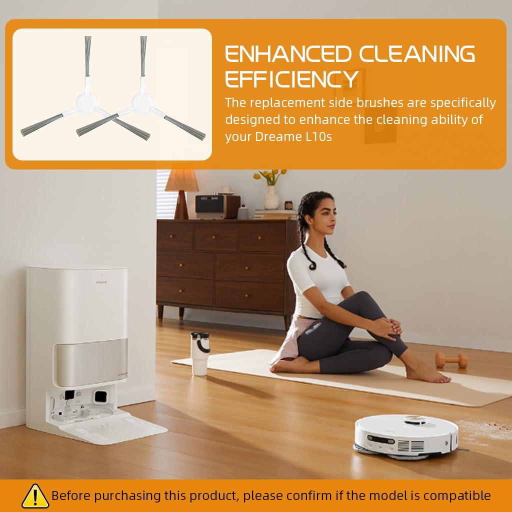 Verilux® 3pcs Replacement Side Brushes for Dreame L10s Ultra Robust Nylon Bristle Side Brushes Spare Side Brushes