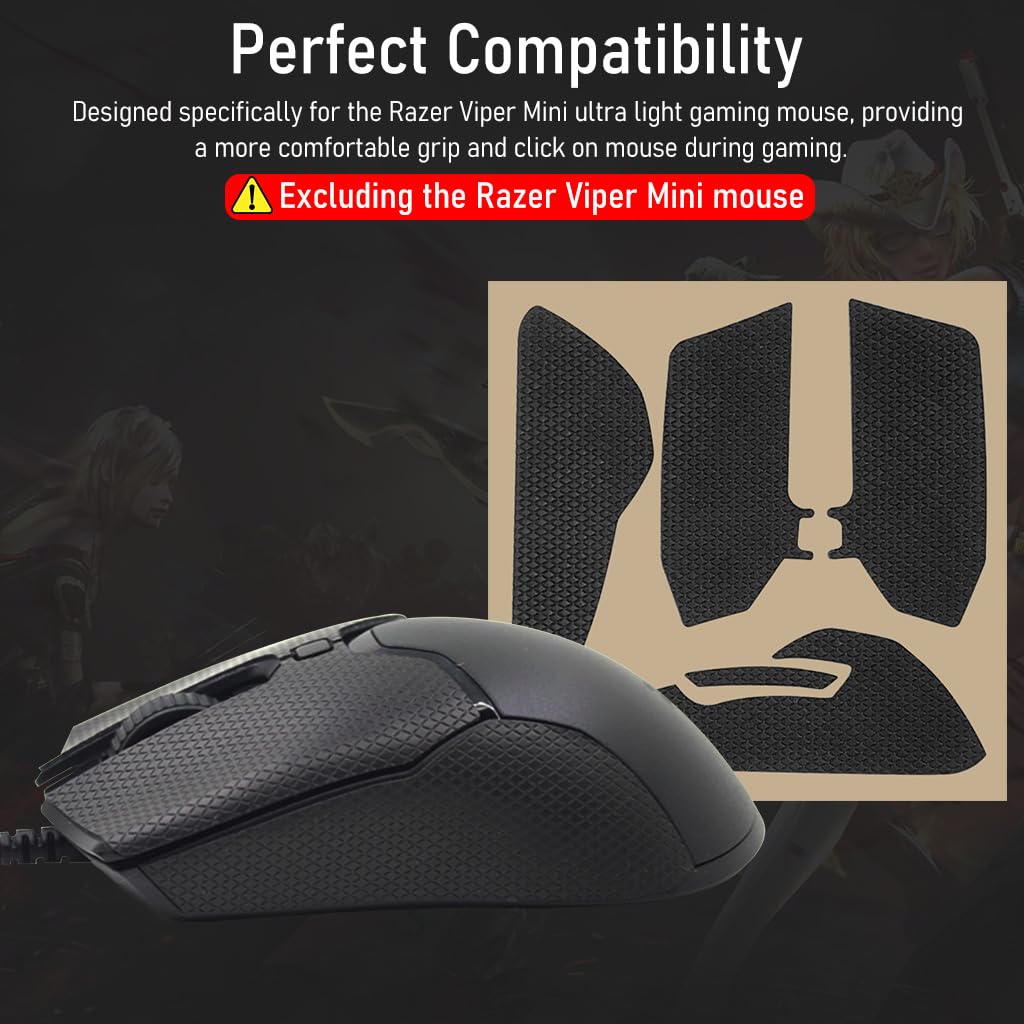 Verilux® Mouse Grip Tape for Razer Viper Mini Ultralight Gaming Mouse Anti Slip