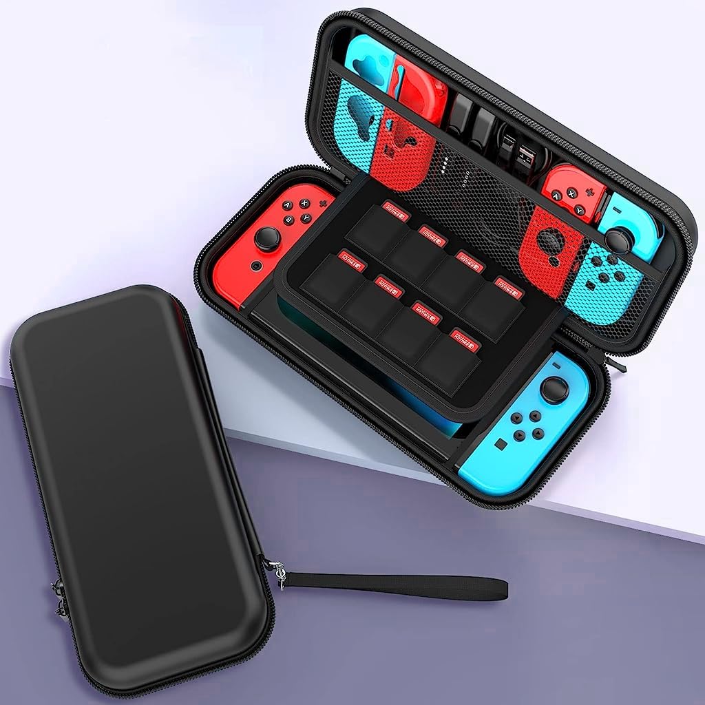 ZORBES® For Nintendo Switch All-in-One Accessory Set with Carrying Case, Cover, Screen Protector, Thumb Grips, and Strap - Perfect Fit and Full Protection for Ultimate Gameplay Experience