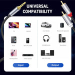 Verilux 3.5 mm to 2 RCA Cable for Car and Home Audio with Gold Plated Connectors | 9.8 ft Nylon Braided