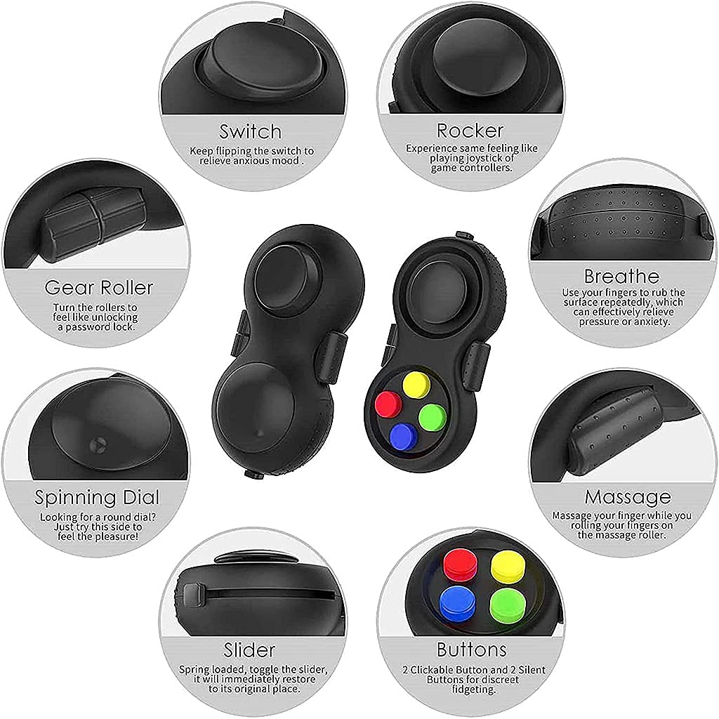 Verilux Fidget Pad Toys with 8-Fidget Functions 2nd Generation Fidget Toy Controller Stress Reducer Hand Shank Fidget Cube Perfect for Release and Anxiety Relief Pop it Fidget