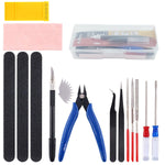 Serplex® Assembly Model Tool Kit Assembling Model Tools Repair Kit with Tool Box Polishing Tools Screwdivers, Utility Gundam Tool Kit for Car Models, Aircraft, Basic Model Building, Set of 15Pcs