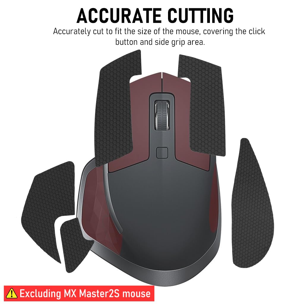 Verilux® Mouse Grip Tape for MX Master 2S Mouse Anti Slip, Non Fading Mouse Skin, Sweat Resistant, Easy to Use, Self Adhesive Design, Pre Cut (Mouse is not Included)