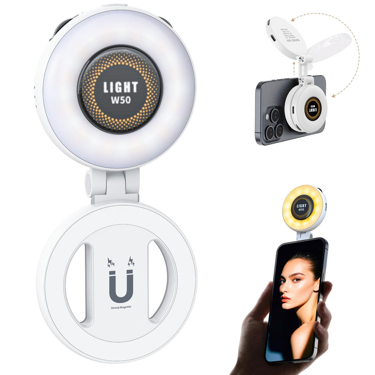 ZORBES® Portable Selfie Light for - Phone Ring Light Rechargeable for Camera