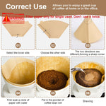 Zeitel® Coffee Filter Paper for Brewing Coffee 100 Counts Natural Unbleached Coffee Wedge-Shaped Filter Paper Disposable Coffee Filters Paper Fit for Drip Coffee