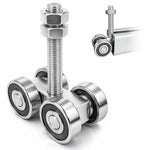 Serplex® Four-Wheel Sliding Door Hanger Roller, Heavy Duty Bearing Trolley Wheel with M12 Bolt, Steel Trolley Roller for with 1-5/8" Wide and All 1-5/8" High Strut Channel