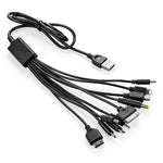 Verilux® 10 in 1 USB Charging Cable 1M/3.3Ft, Universal Multi-Head USB Charger Cable with 10 Ports for Micro, 30-Pin, DC & More Devices, Fast Charging for Multiple Electronics